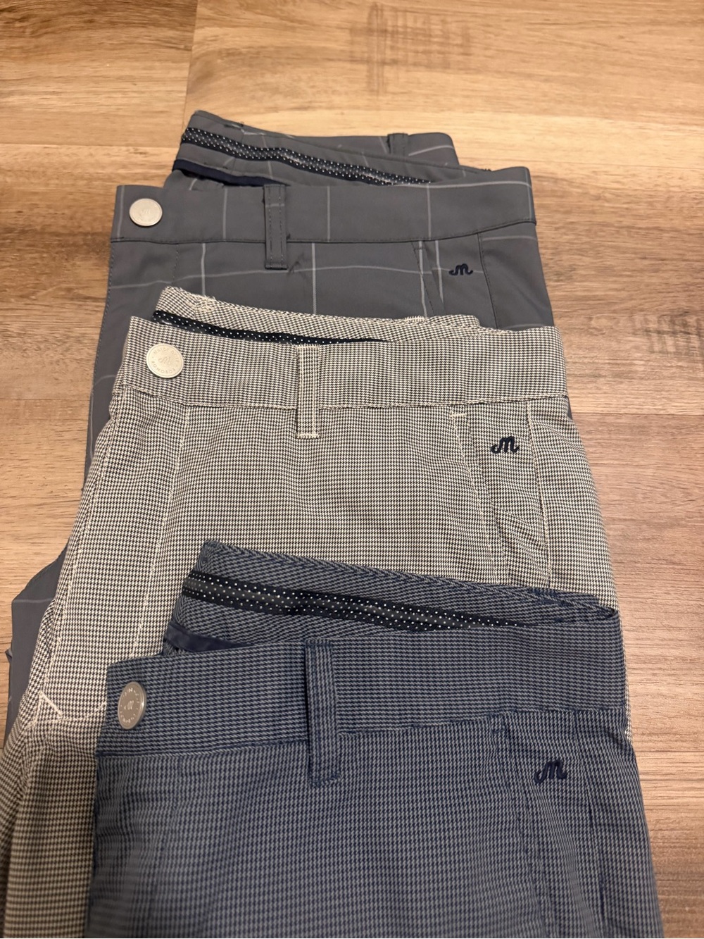 Bonobos Maide Golf Pants Mens 33x32 Herringbone Plaid Gray Stretch Ankle Zip 3pk - Picture 2 of 14